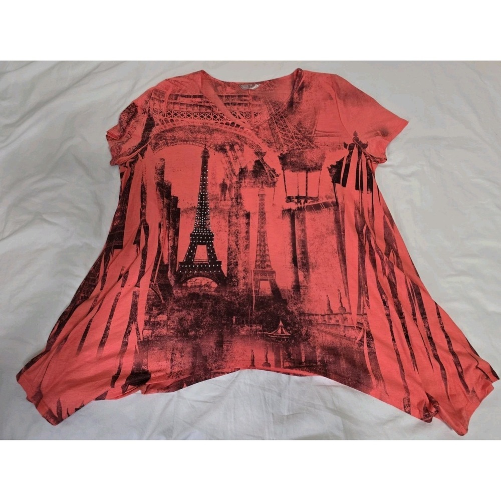 SJS Women's 3X Blouse Short-Sleeve Paris